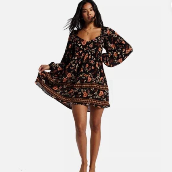 Billabong Dresses & Skirts - Billabong Lost Days Moon Dress Black Multi Size Small